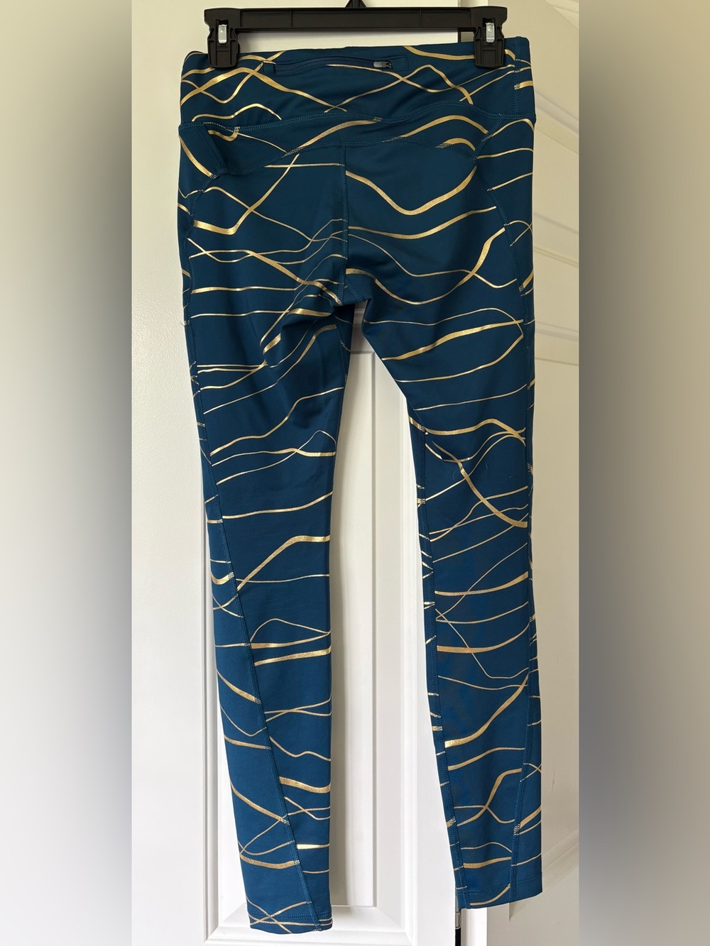 Nike Running Teal Blue and Gold Dri-FIT Leggings - Picture 3 of 6